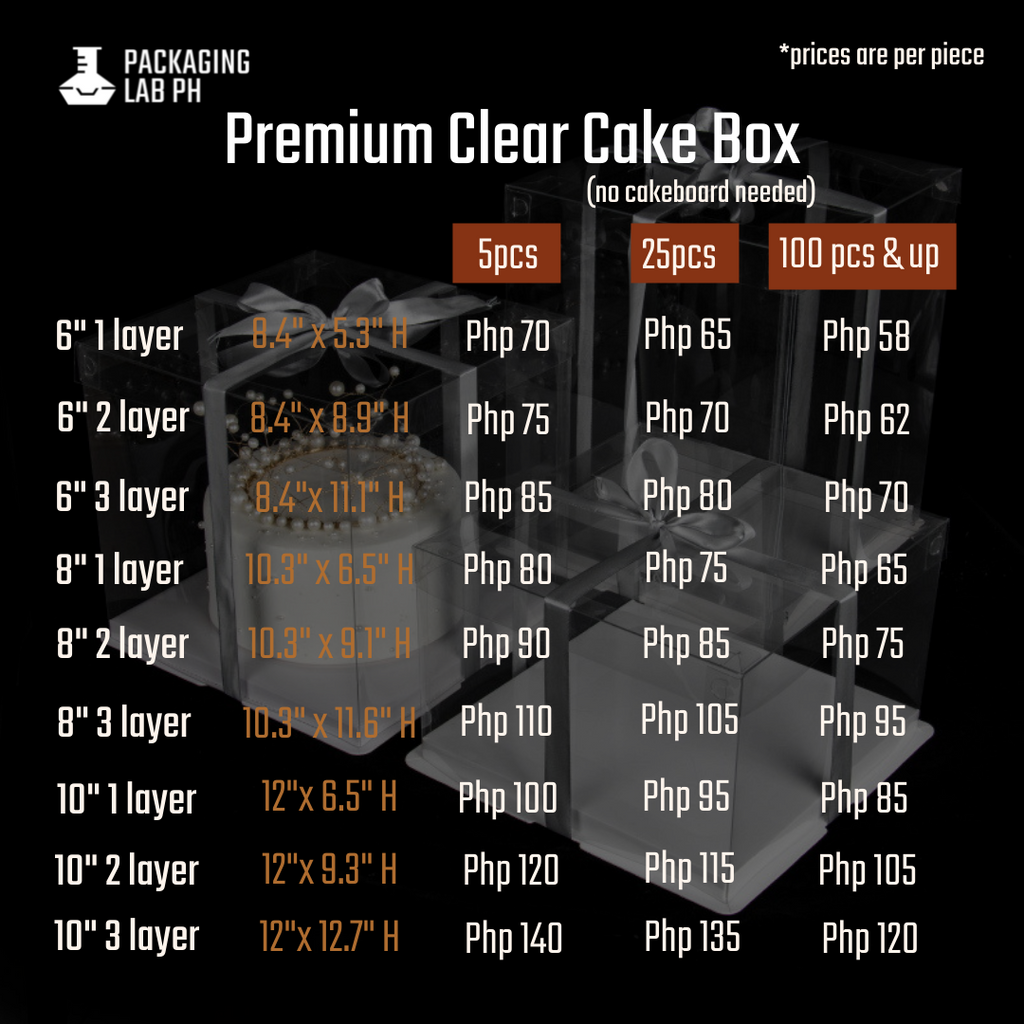 Premium Clear Cake Box 6 inch cakes 1 2 3 Layers Packaging