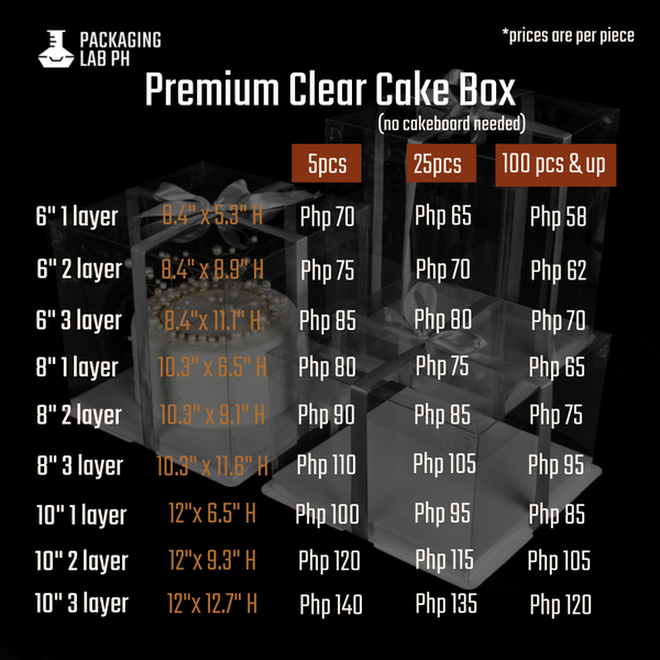 Premium Clear Cake Box - for 8" Cakes (1,2,3 layers)