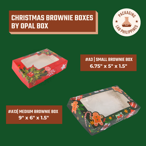 [20pcs] Christmas Design Brownie Box by Opal Box (2 sizes)