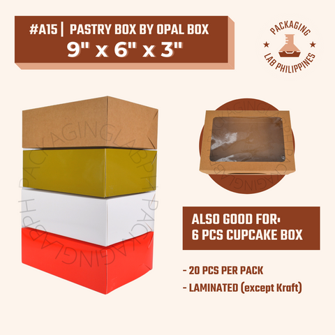 9x6x3 Pastry Box with Window / 6pcs Cupcake Box (Glossy/Laminated) by Opal Box