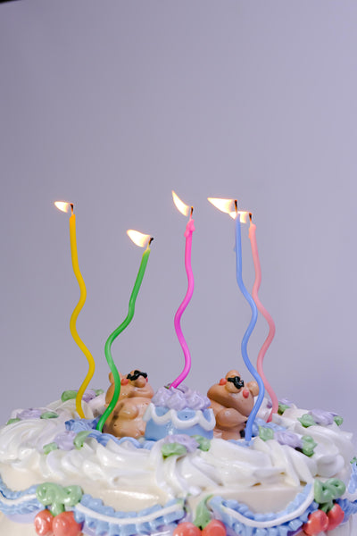 Bold Pastel Swirly Candles 10s