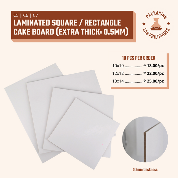 Laminated SQUARE / RECTANGLE  cake board (EXTRA THICK: 5mm)