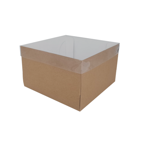 Kraft Cake Box with Acetate Lid 8x8x5