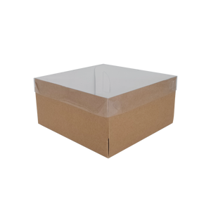 Kraft Cake Box with Acetate Lid 8x8x4