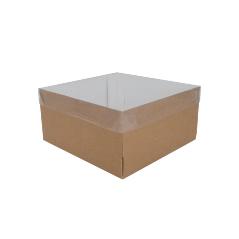 Kraft Cake Box with Acetate Lid 8x8x4