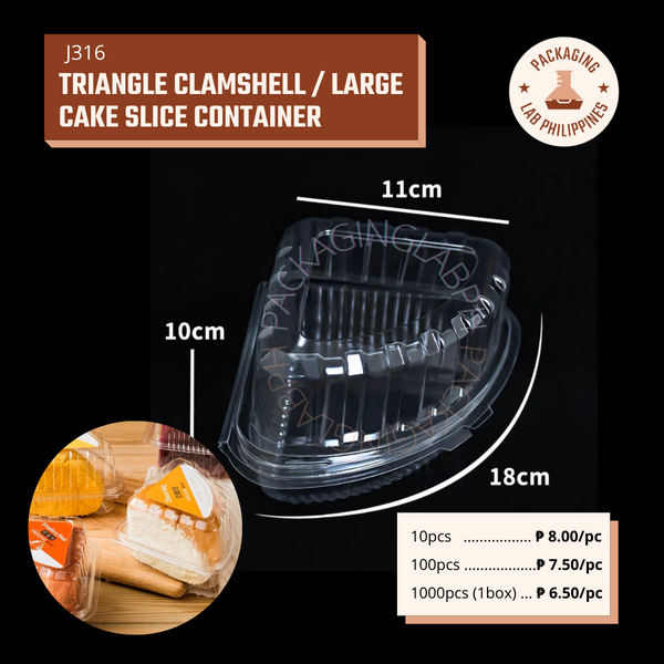 Large Cake Slice Container Triangle Clamshell