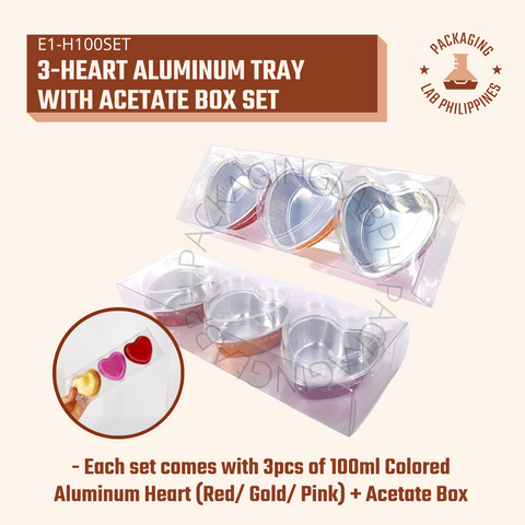 3-Heart Acetate Box Set / Heart Aluminum Tray Set