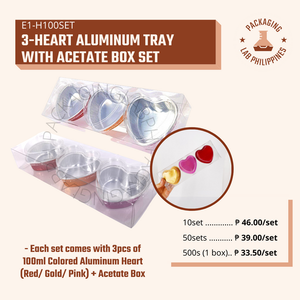 3-Heart Acetate Box Set / Heart Aluminum Tray Set