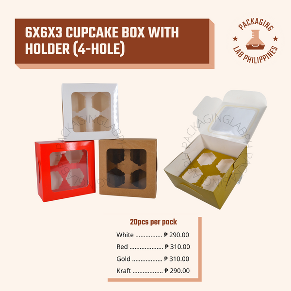 6x6x3 Cupcake Box with Holder 20pcs