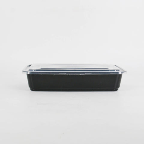 1250ml Black Rectangular Microwavable Container
