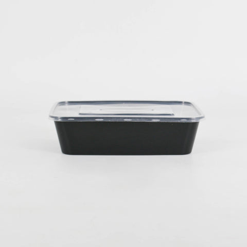 650ml Black Rectangular Microwavable Container