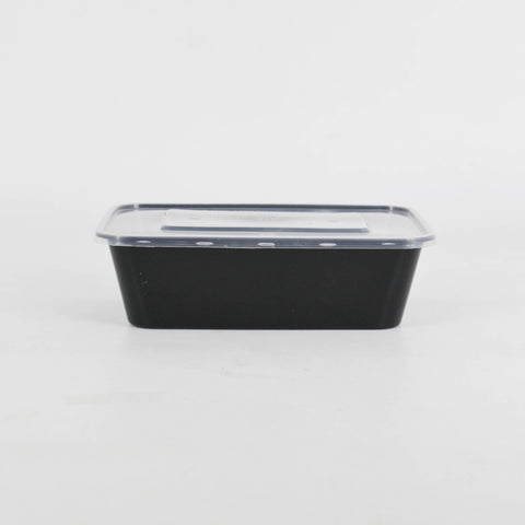 750ml Black Rectangular Microwavable Container