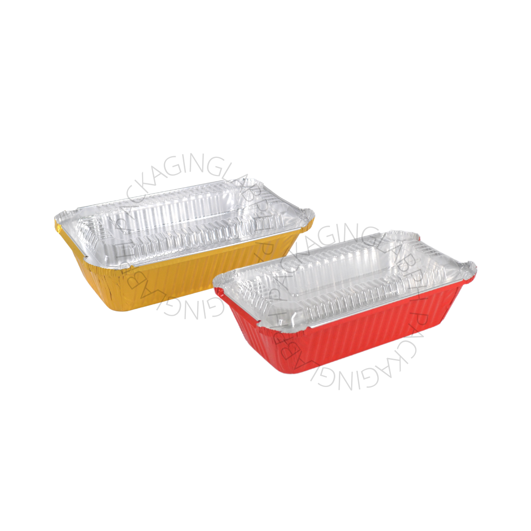 Colored Loaf Pan 205 with Lid (Red/Gold)