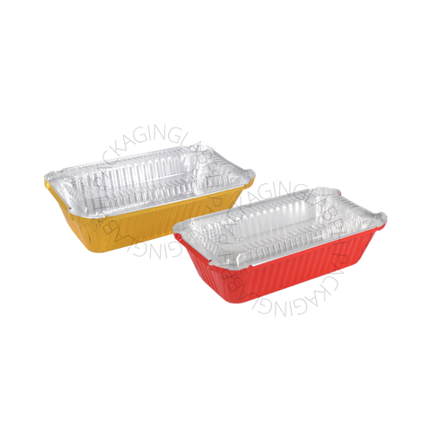 Colored Loaf Pan 205 with Lid (Red/Gold)