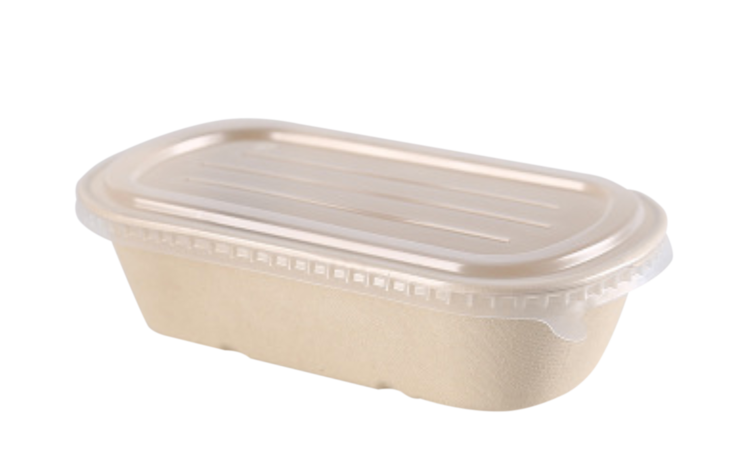 1000mL Oval Sugarcane Box w/ Plastic Lid