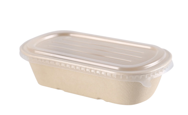 1000mL Oval Sugarcane Box w/ Plastic Lid