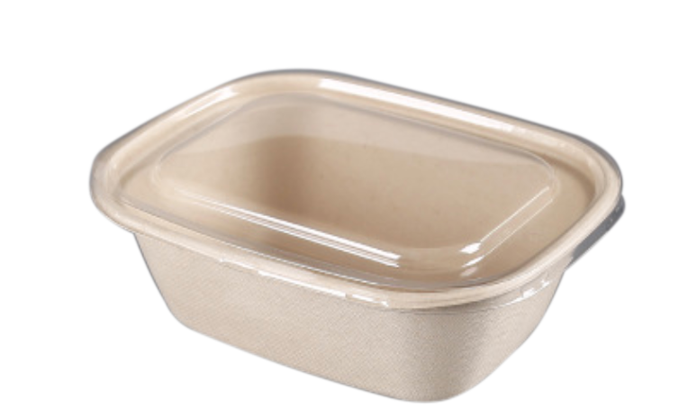 1800mL Oval Sugarcane Box w/ Clear Lid