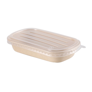 500mL Oval Sugarcane Box w/ Plastic Lid