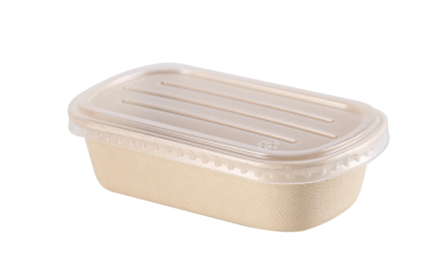 700mL Oval Sugarcane Box w/ Plastic Lid