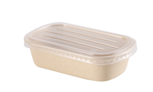 700mL Oval Sugarcane Box w/ Plastic Lid