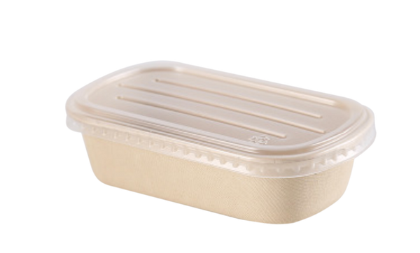 700mL Oval Sugarcane Box w/ Plastic Lid