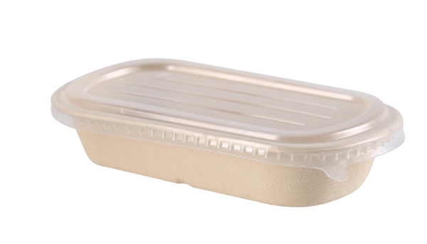 850mL Oval Sugarcane Box w/ Plastic Lid