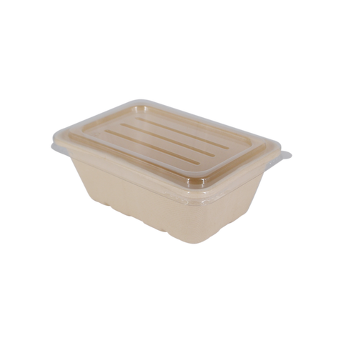 950ml Rectangle Sugarcane Box with Clear Lid