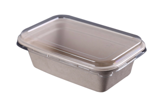 1250mL Rectangle Sugarcane Box w/ Clear Lid