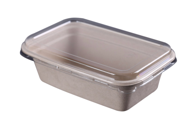 1250mL Rectangle Sugarcane Box w/ Clear Lid