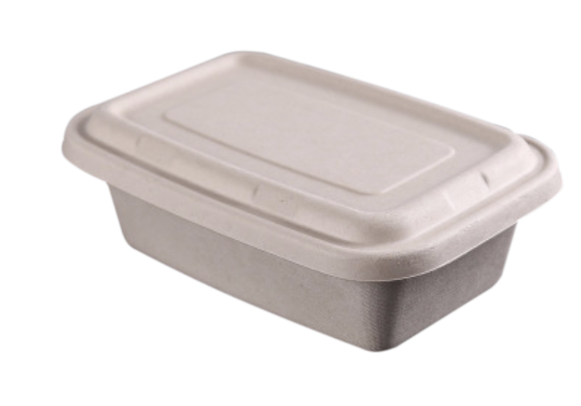 1250mL Rectangle Sugarcane Box w/ Paper Lid