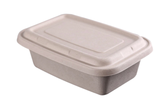 1250mL Rectangle Sugarcane Box w/ Paper Lid