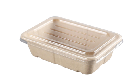 650mL Rectangle Sugarcane Box w/ Clear Lid