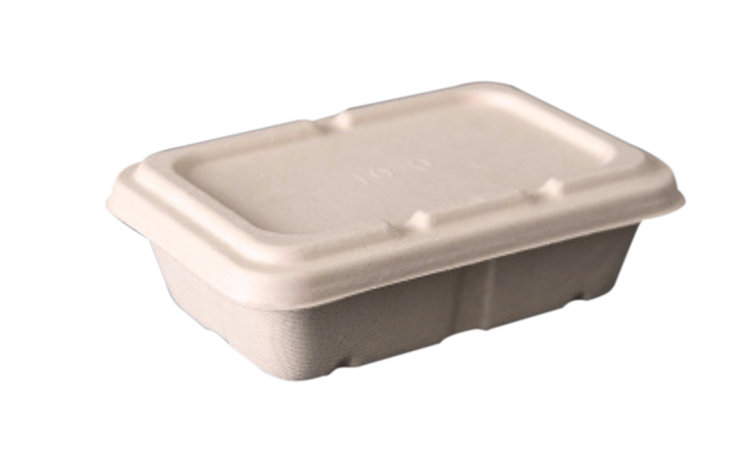 650mL Rectangle Sugarcane Box w/ Paper Lid