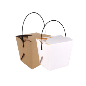 Kraft/ White Chinese Takeout Box with Handle (26oz, 32oz)