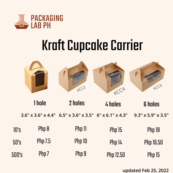 Kraft Cupcake Carrier (2,4,6 Holes)