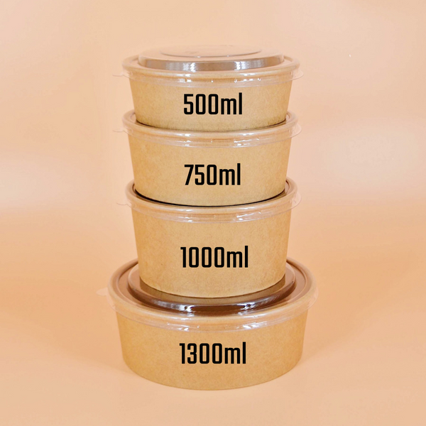 750mL Kraft Bowl w/ Clear Lid